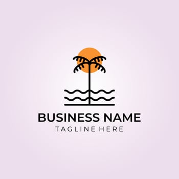 palm tree line art logo vector illustration