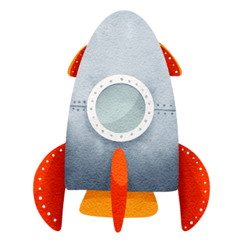rocket space ship launch isolated on transparent png watercolor.