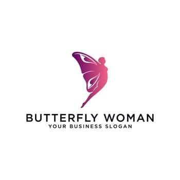 FLYING WOMAN BUTTERFLY LOGO DESIGN vector