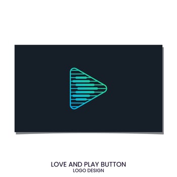 LOVE LOGO AND PLAY BUTTON DESIGN VECTOR