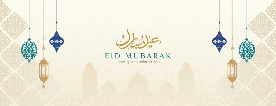Eid mubarak banner design template vector