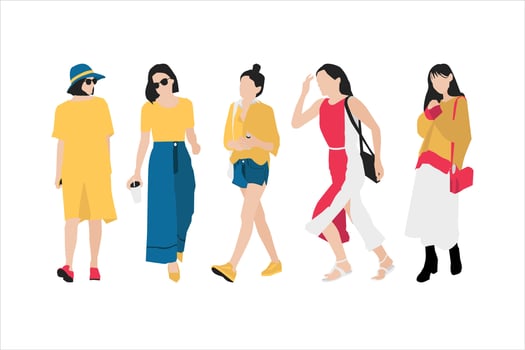 Vector illustration of fashionable women bundle