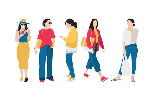 Vector illustration of fashionable women bundle