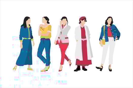 Vector illustration of fashionable women bundle