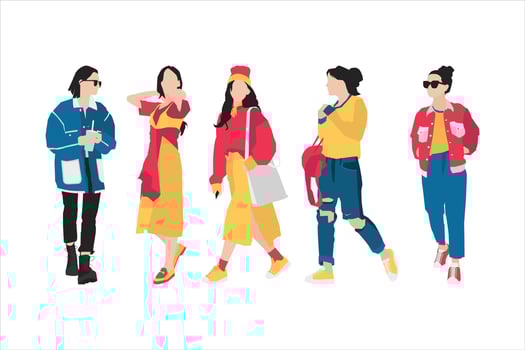 Vector illustration of fashionable woman bundle