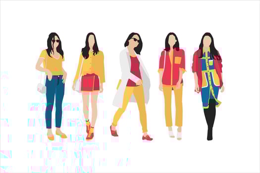 Vector illustration of fashionable woman bundle