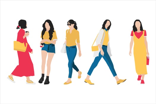 Vector illustration of fashionable woman bundle