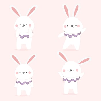 Easter bunny cute cartoon character. vector