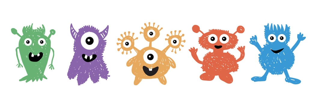 Monster set, hand drawn illustration. vector