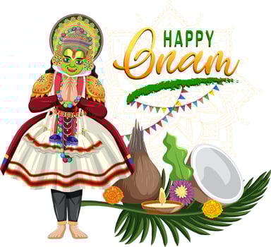 Onam Hindu harvest festival poster vector