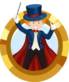 Magician man cartoon character vector