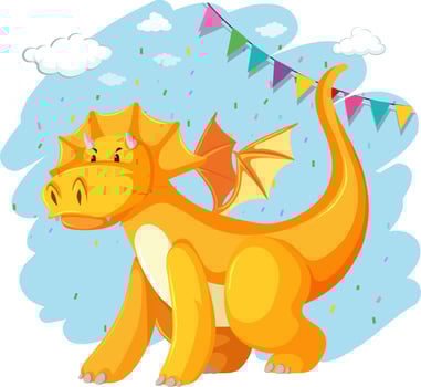 Cute yellow dragon cartoon character vector