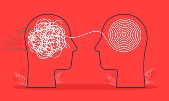 Psychologist consulting or mental problem solving brainstorm concept. vector