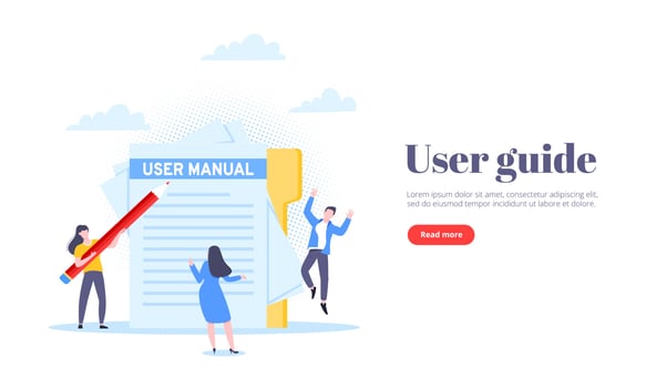 User manual guide book flat style design vector illustration.