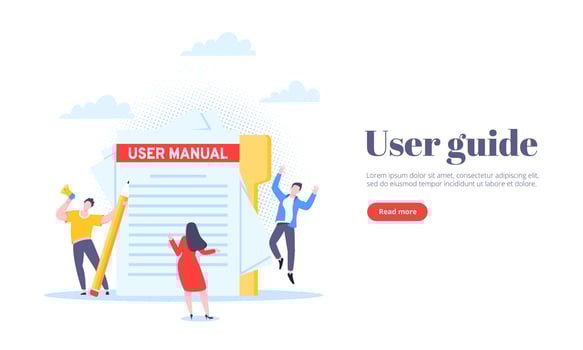 User manual guide book flat style design vector illustration.