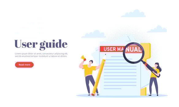 User manual guide book flat style design vector illustration.