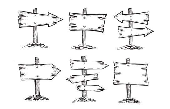Wooden pointer hand drawn illustration. vector