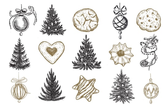 Christmas pattern in sketch style. Hand drawn illustration. vector