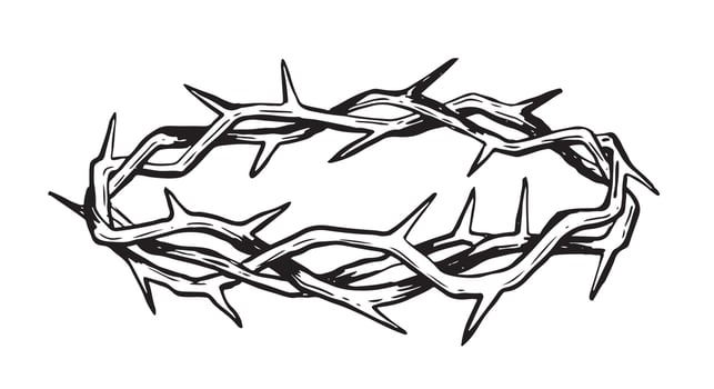 Crown of thorns hand drawn illustration on white background. vector