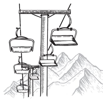 Landscape mountains. Sketch of ski resort. Hand drawn illustration. vector