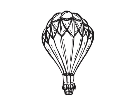 Hot air balloons flying, Hand drawn illustration. vector