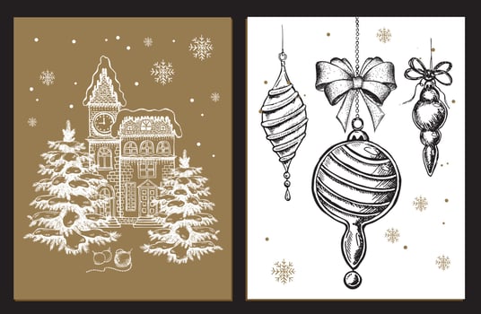 Christmas pattern in sketch style. Hand drawn illustration. vector
