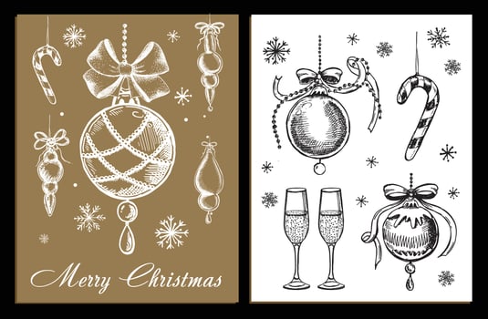 Christmas pattern in sketch style. Hand drawn illustration. vector