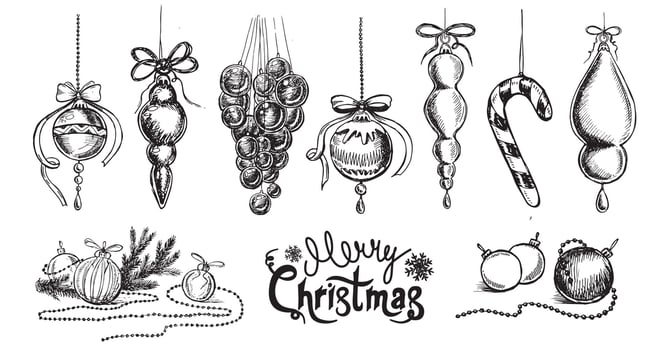 Christmas pattern in sketch style. Hand drawn. vector