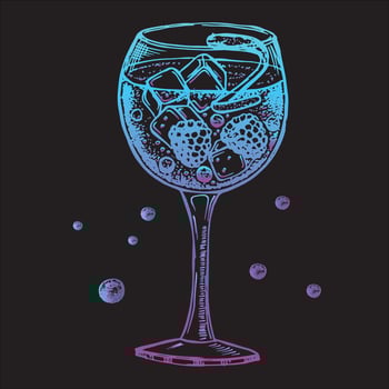 Alcoholic cocktails, hand drawn illustrations. vector