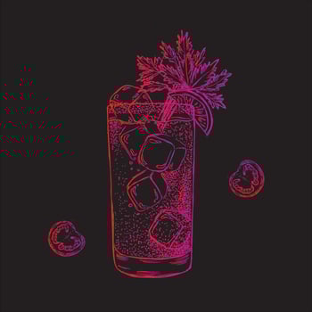 Bloody Mary cocktail hand drawn. vector
