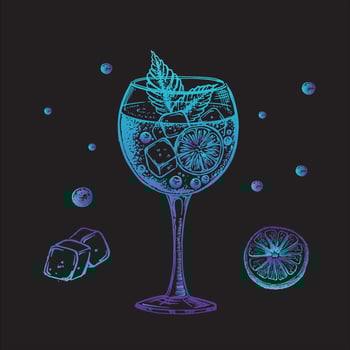 Alcoholic cocktails, hand drawn illustrations. vector
