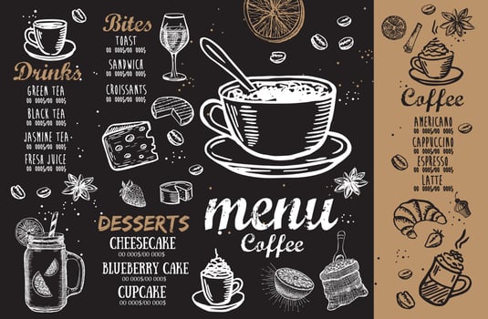 Restaurant menu, template design.. Food flyer. Hand-drawn style. Vector illustration.