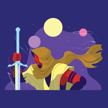 Red Skin Swordman in Action vector