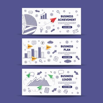 Dimension Mix Business Paper Plane Banner Concept vector