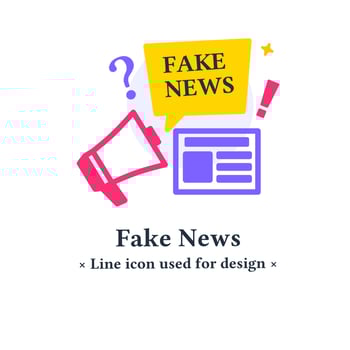 Fake news color icon concept isolated on a white background. Fake news information icon symbol illustration for the concept of false information, misleading information and misinformation vector