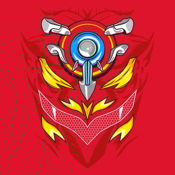 Abstract muscular jersey design template. Red, yellow, blue are the dominant color vector