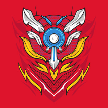 Abstract muscular jersey illustration template. Red, yellow, blue are the dominant color vector