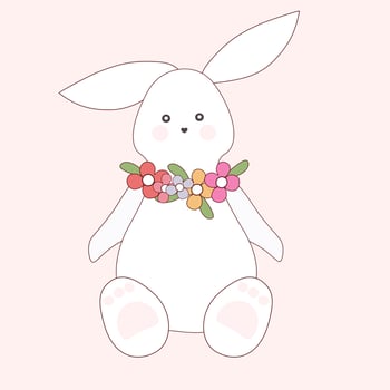 Easter bunny with flower. vector