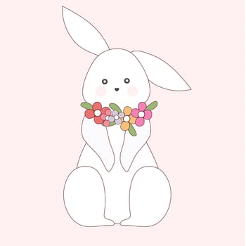 Easter bunny with flower. vector