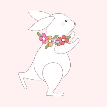 Easter bunny with flower. vector