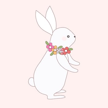 Easter bunny with flower. vector
