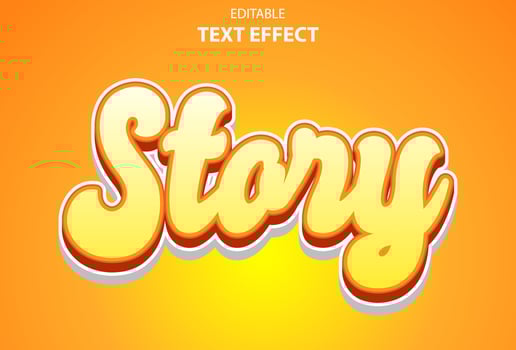 story text effect with orange color 3d style for template. vector