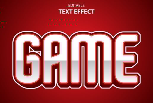 game text effect with red color editable for promotion. vector