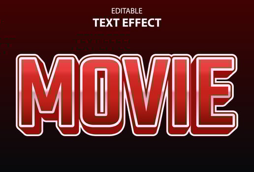 movie text effect with red color editable for promotion. vector