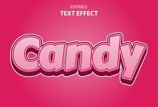 candy text effect with pink color editable for logo. vector