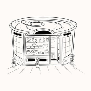 A captivating hand drawn illustration of fish shop vector