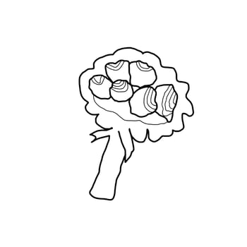 Rose Wedding Celebrate Hand drawn organic line Doodle vector