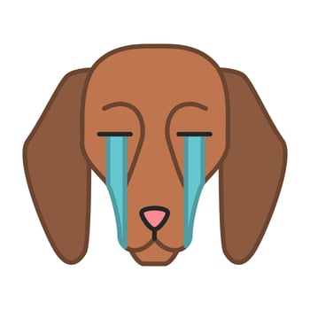 Beagle cute kawaii vector character. Dog with suffering muzzle. Sad domestic doggie. Loudly crying animal with tears. Funny emoji, sticker, emoticon. Isolated cartoon color illustration