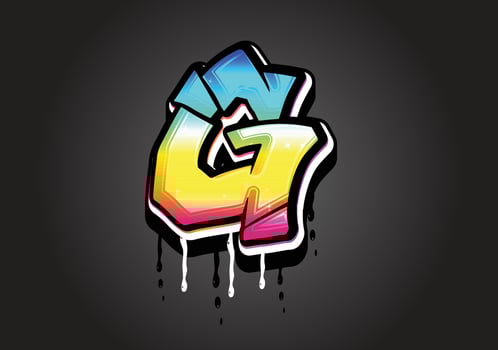 G letter 3D Graffiti Dripping  alphabet font vector