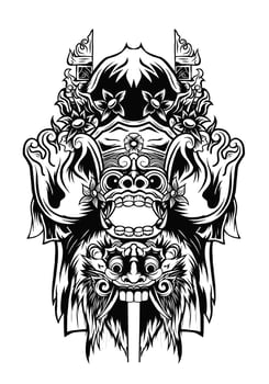 balinese barong vector artwork , for tshirt ,poster ,and other uses